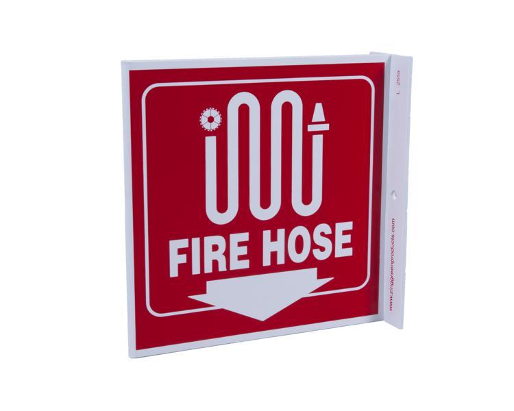 ZING Eco Safety L Sign, Fire Hose, 7Hx2.5Wx7D, Recycled Plastic