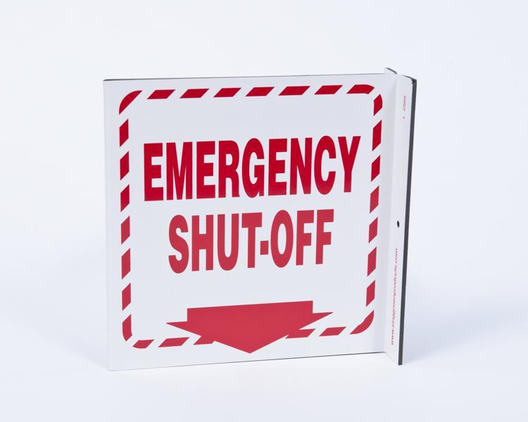 ZING Eco Safety L Sign, Emergency Shut Off, 7Hx2.5Wx7D, Recycled Plastic