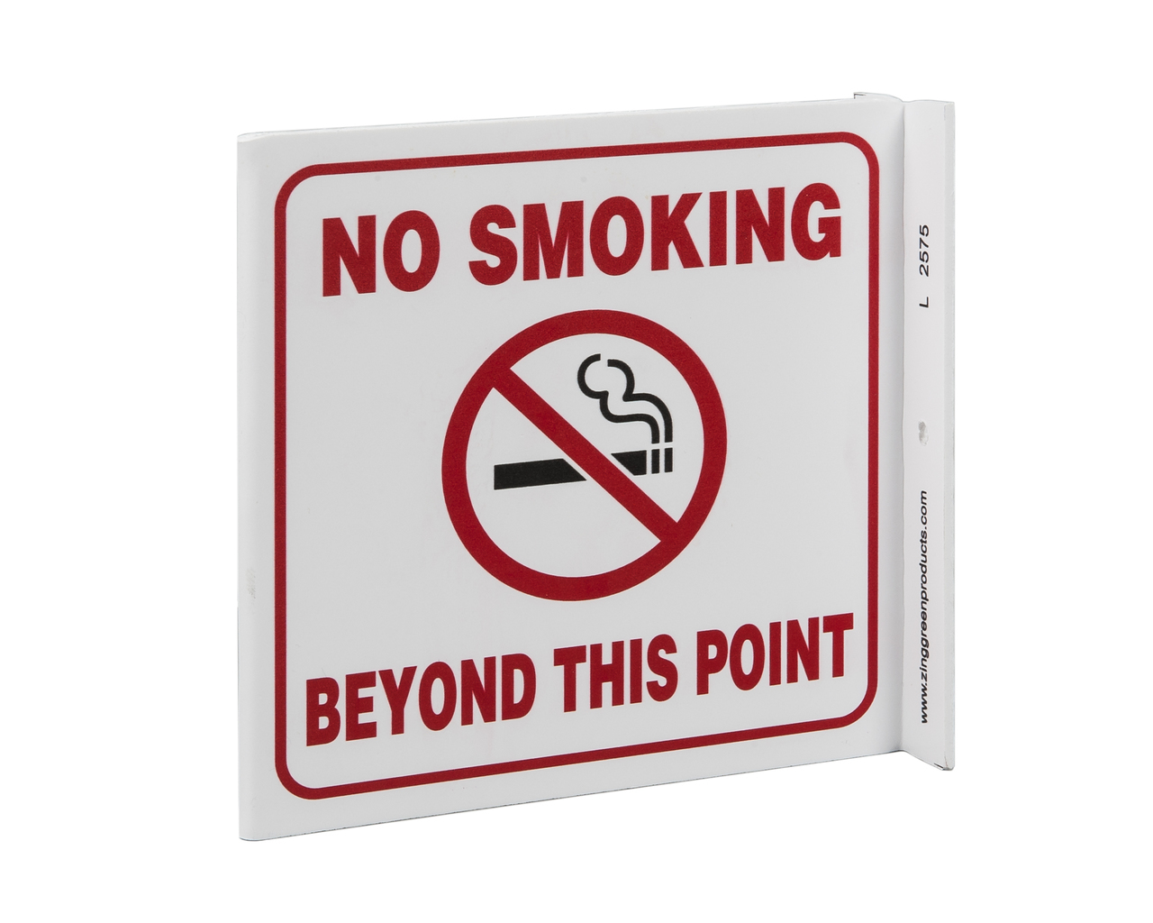 ZING Eco Safety L Sign, No Smoking Beyond Point, 7Hx2.5Wx7D, Recycled Plastic