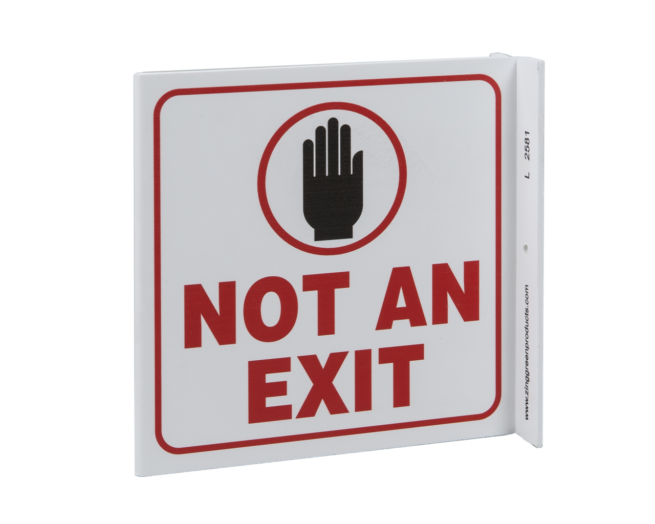 ZING Eco Safety L Sign, Not An Exit, 7Hx2.5Wx7D, Recycled Plastic