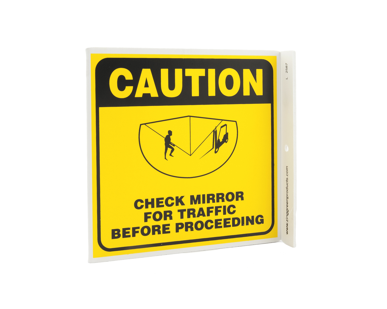 ZING Eco Safety L Sign, Check Mirror For Traffic, 7Hx2.5Wx7D, Recycled Plastic