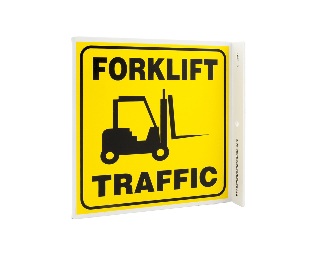 ZING Eco Safety L Sign, Forklift Traffic, 7Hx2.5Wx7D, Recycled Plastic