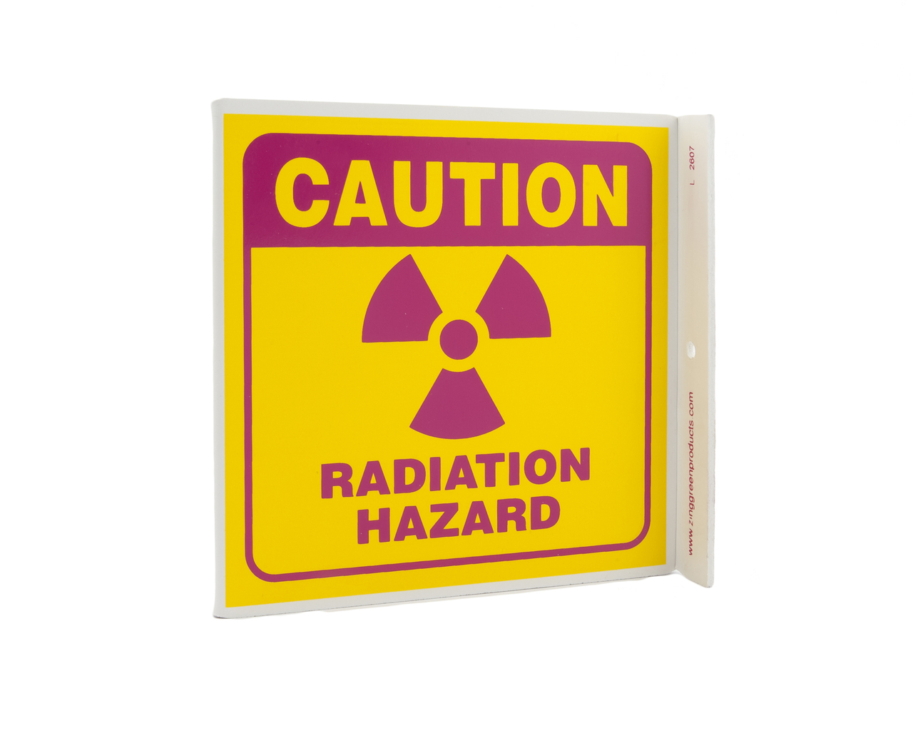 ZING Eco Safety L Sign, Radiation Hazard, 7Hx2.5Wx7D, Recycled Plastic
