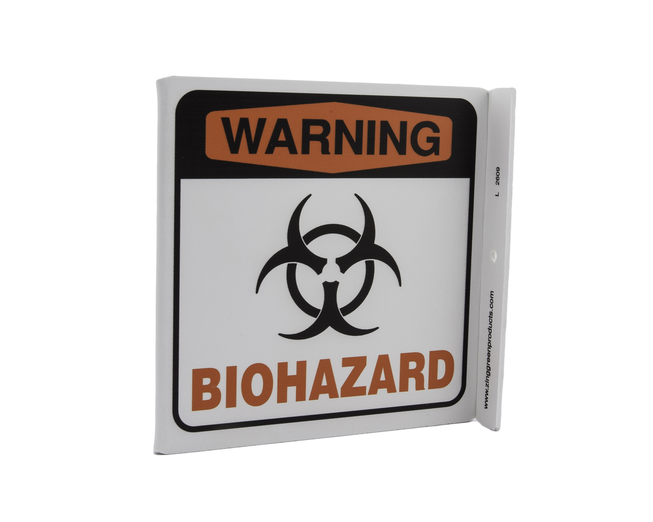 ZING Eco Safety L Sign, Warning BioHazard, 7Hx2.5Wx7D, Recycled Plastic
