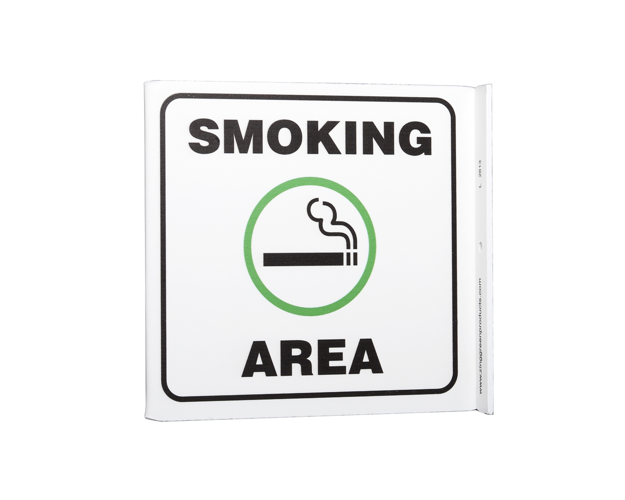 ZING Eco Safety L Sign, Smoking Area, 7Hx2.5Wx7D, Recycled Plastic