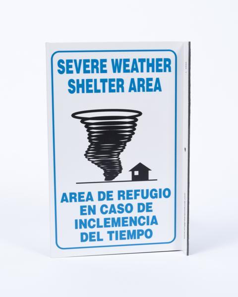 ZING Eco Safety L Sign, Severe Weather (English/Spanish), 11Hx2.5Wx8D, Recycled Plastic