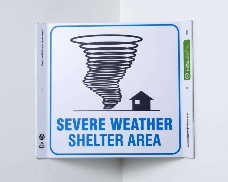 ZING Eco Safety Corner Sign, Severe Weather, 10Hx10W,Recycled Plastic
