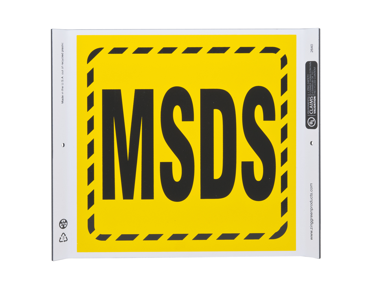 ZING Eco Safety Corner Sign, MSDS, 10Hx10W, Recycled Plastic