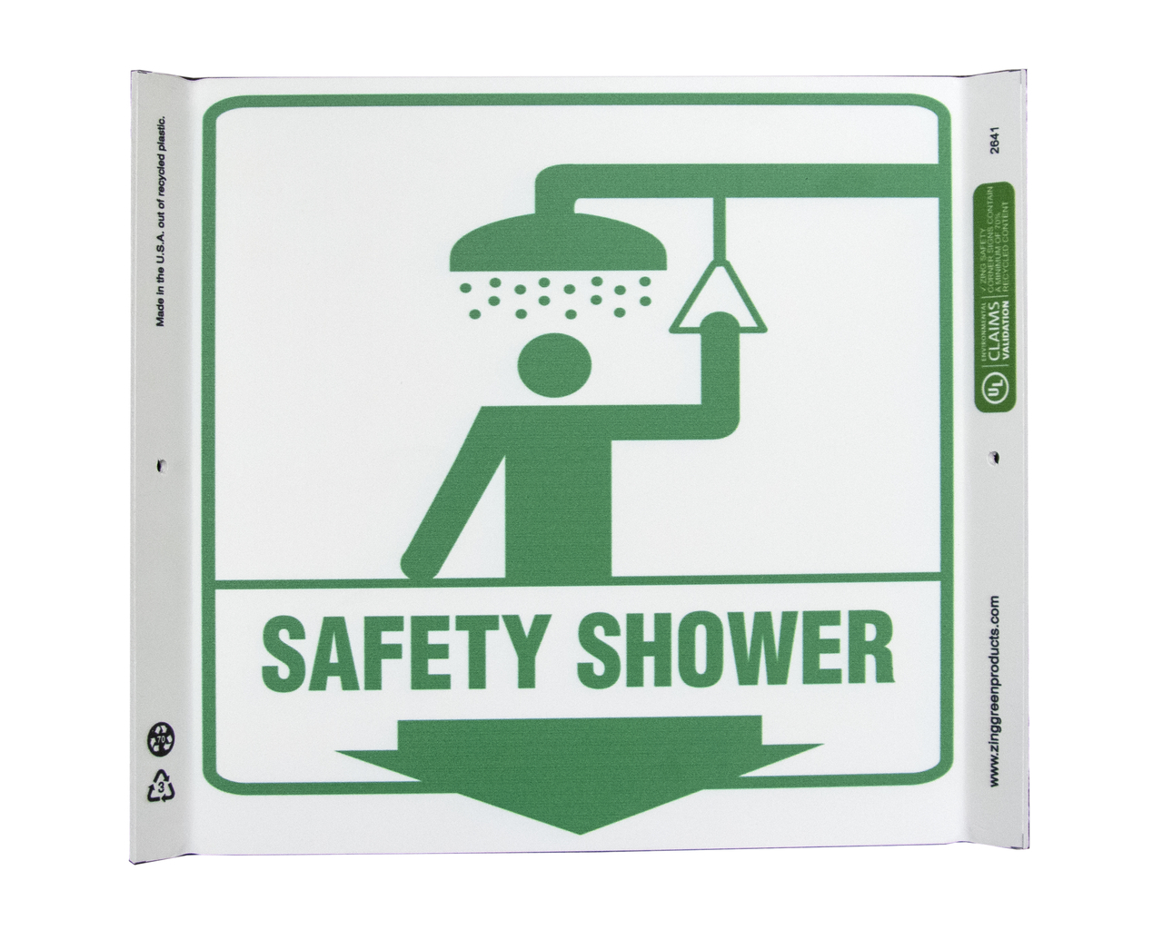 ZING Eco Safety Corner Sign, Safety Shower, 10Hx10W, Recycled Plastic 