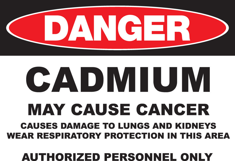ZING Eco GHS Sign, DANGER, Cadmium, 10Hx14W, Recycled Aluminum