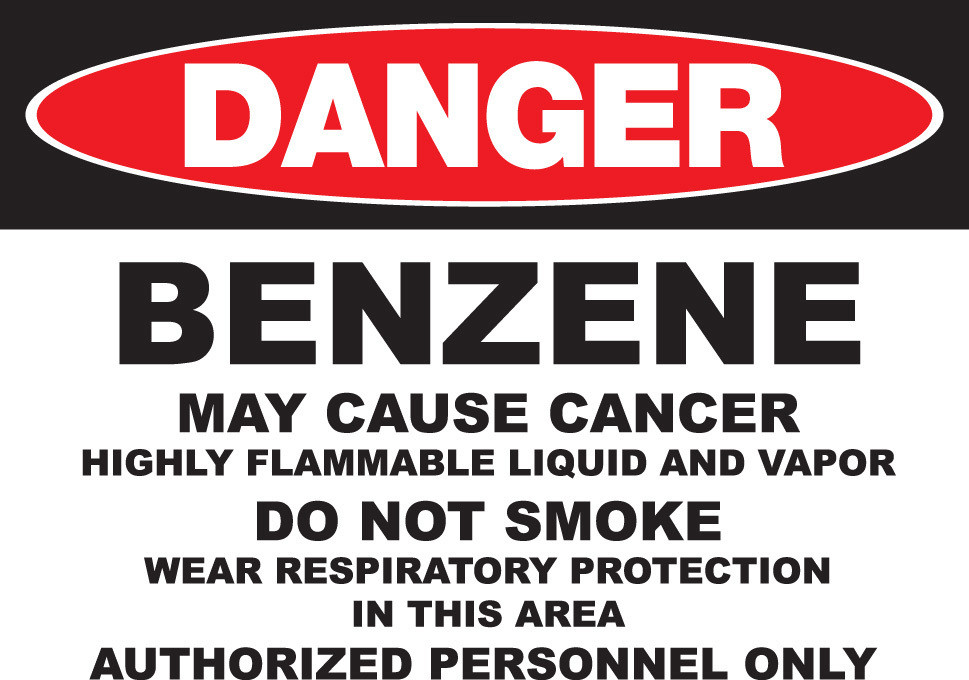 ZING Eco GHS Sign, DANGER, Benzene, 10Hx14W, Recycled Plastic