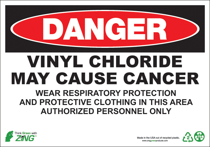 ZING Eco GHS Sign, DANGER, Chloride, 10Hx14W, Recycled Plastic