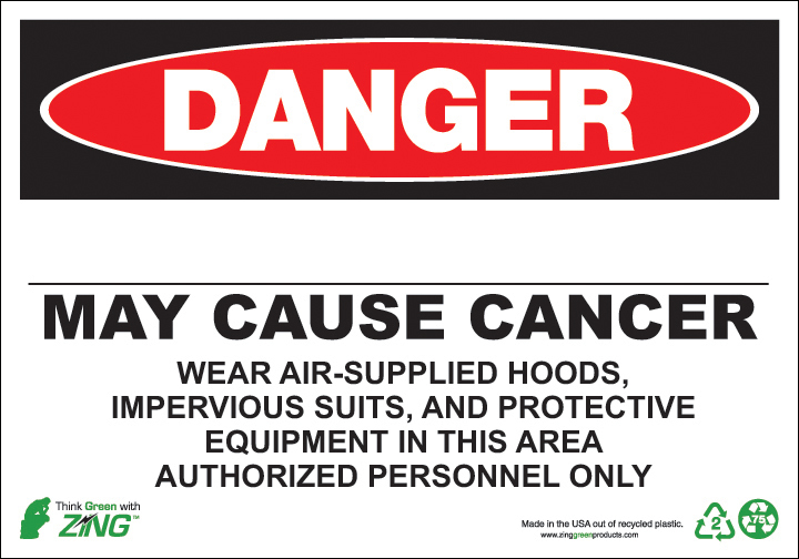 ZING Eco GHS Sign, DANGER, Blank, Cancer, 10Hx14W, Recycled Aluminum