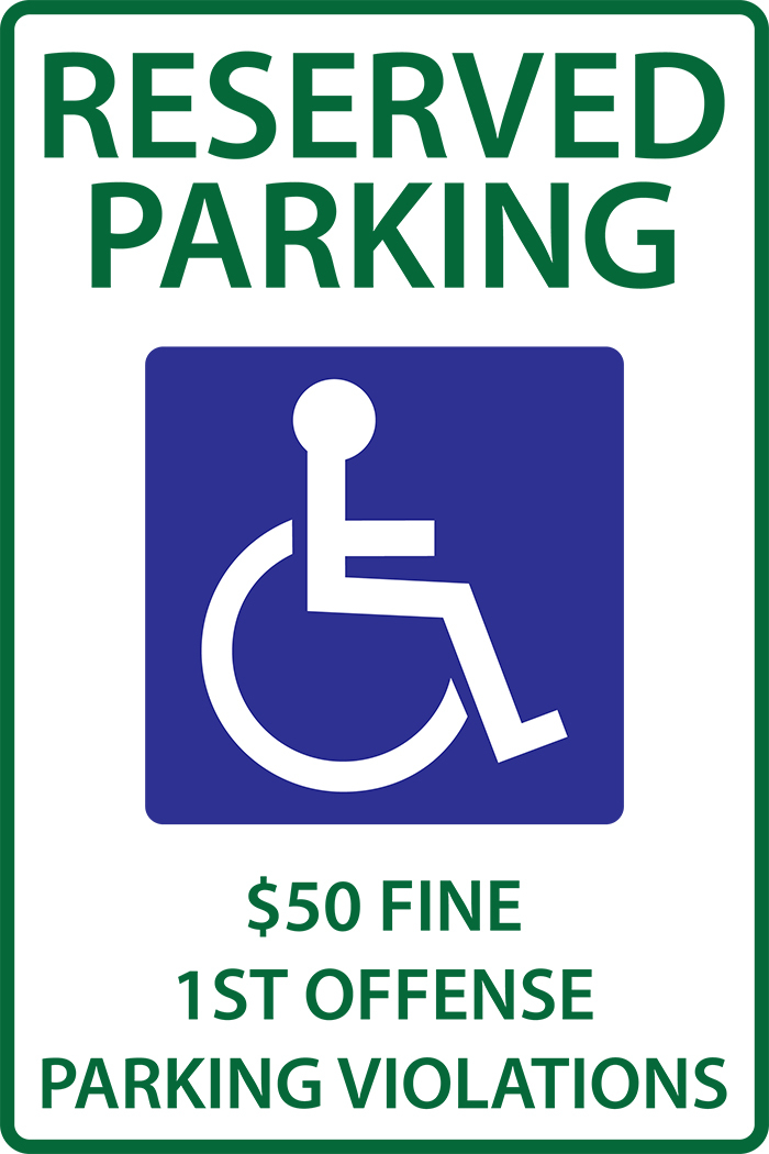 ZING Eco Parking Sign, Handicapped Reserved Parking Fine, Alabama, 18Hx12W, Engineer Grade Prismatic, Recycled Aluminum