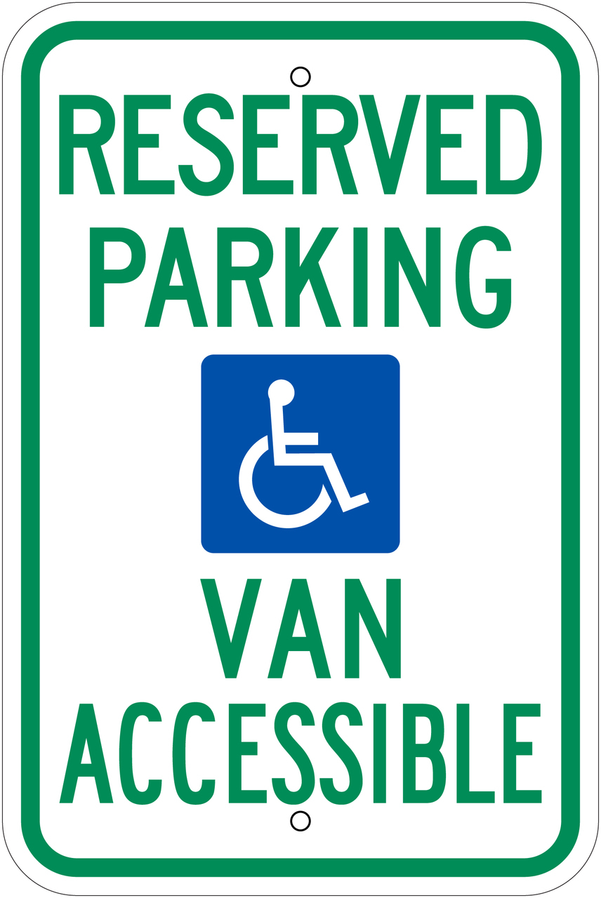 ZING Eco Parking Sign, Handicapped Van Accessible, 18Hx12W, Engineer Grade Prismatic, Recycled Aluminum