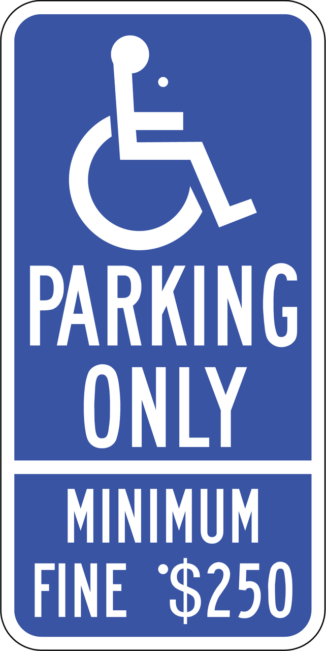 ZING Eco Parking Sign, Handicapped Parking Fine, California, 24Hx12W, Engineer Grade Prismatic, Recycled Aluminum