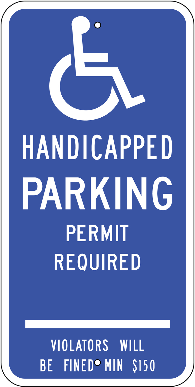 ZING Eco Parking Sign, Handicapped Parking Permit Required, Connecticut, 24Hx12W, Engineer Grade Prismatic, Recycled Aluminum