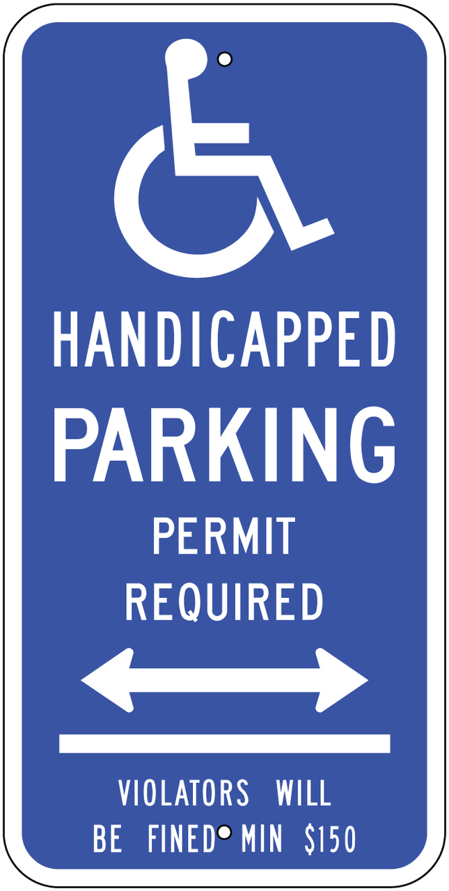 ZING Eco Parking Sign, Handicapped Parking Permit Required with Arrow, Connecticut, 24Hx12W, Engineer Grade Prismatic, Recycled Aluminum