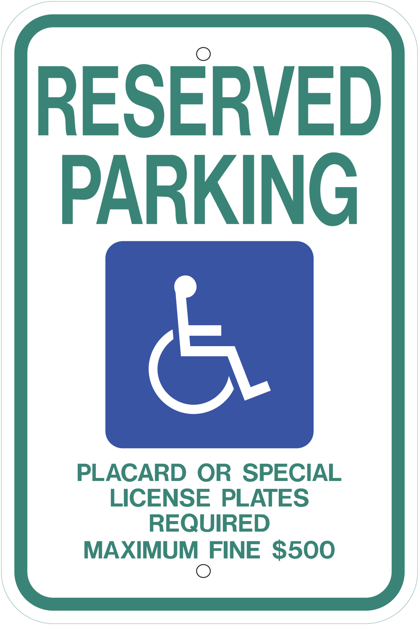 ZING Eco Parking Sign, Handicapped Reserved Parking Placard, Hawaii, 18Hx12W, Engineer Grade Prismatic, Recycled Aluminum