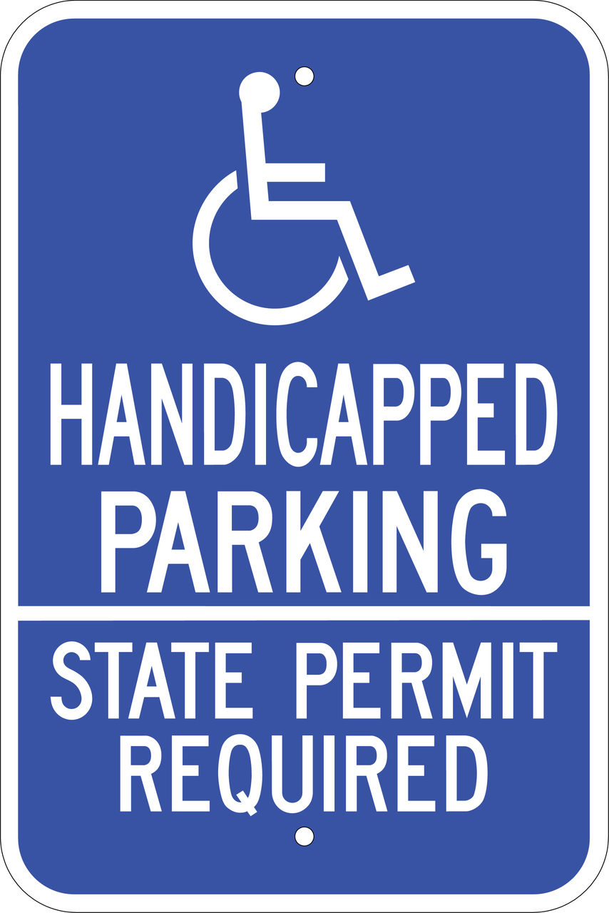 ZING Eco Parking Sign, Handicapped Parking State Permit, 18Hx12W, Engineer Grade Prismatic, Recycled Aluminum