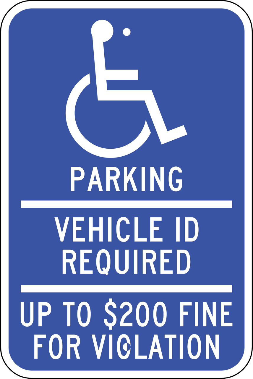 ZING Eco Parking Sign, Handicapped Parking Vehicle ID Required, Minnesota, 18Hx12W, Engineer Grade Prismatic, Recycled Aluminum