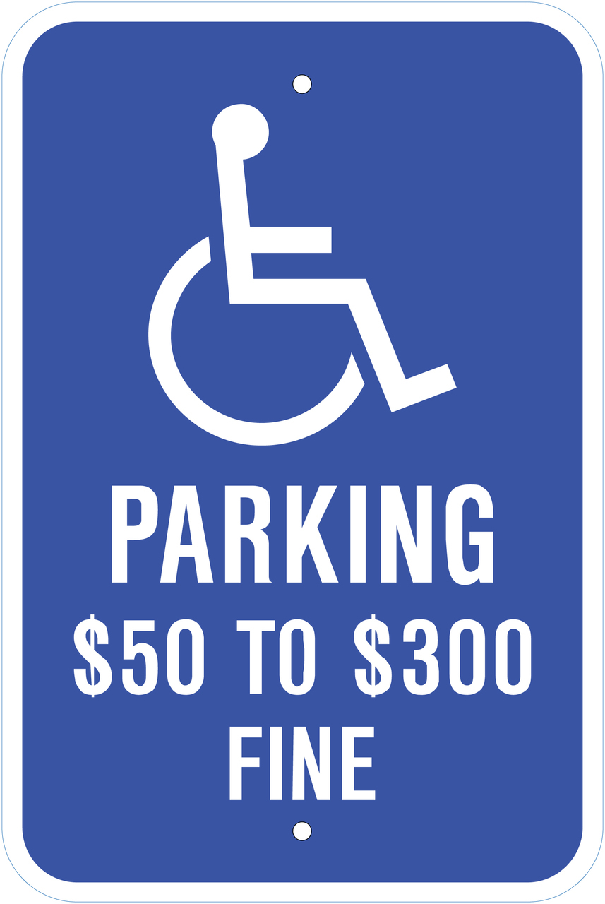 ZING Eco Parking Sign, Handicapped Parking Fine, Missouri, 18Hx12W, Engineer Grade Prismatic, Recycled Aluminum