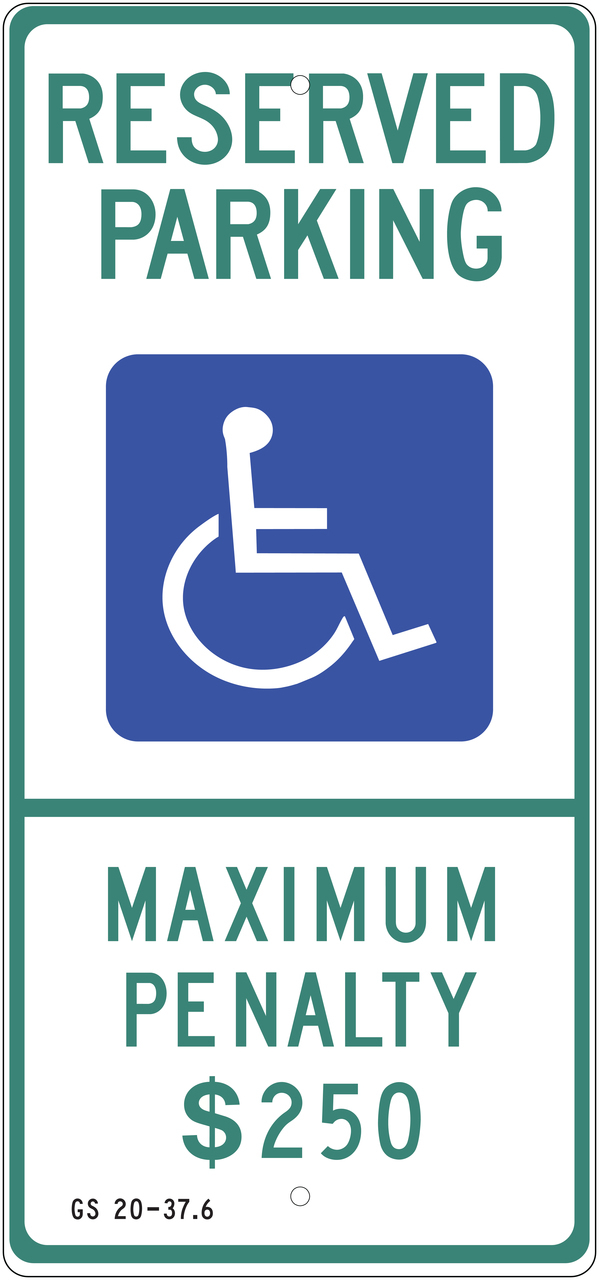 ZING Eco Parking Sign, Handicapped Reserved Parking, N. Carolina, 26Hx12W, Engineer Grade Prismatic, Recycled Aluminum