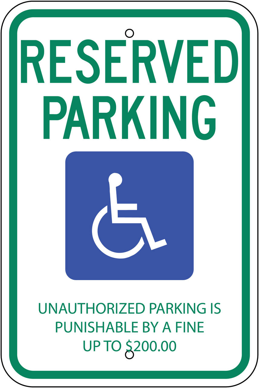 ZING Eco Parking Sign, Handicapped Reserved Parking, Tennessee, 18Hx12W, Engineer Grade Prismatic, Recycled Aluminum