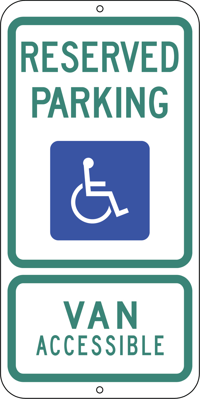 ZING Eco Parking Sign, Handicapped Parking Van Accessible, Texas, 24Hx12W, Engineer Grade Prismatic, Recycled Aluminum