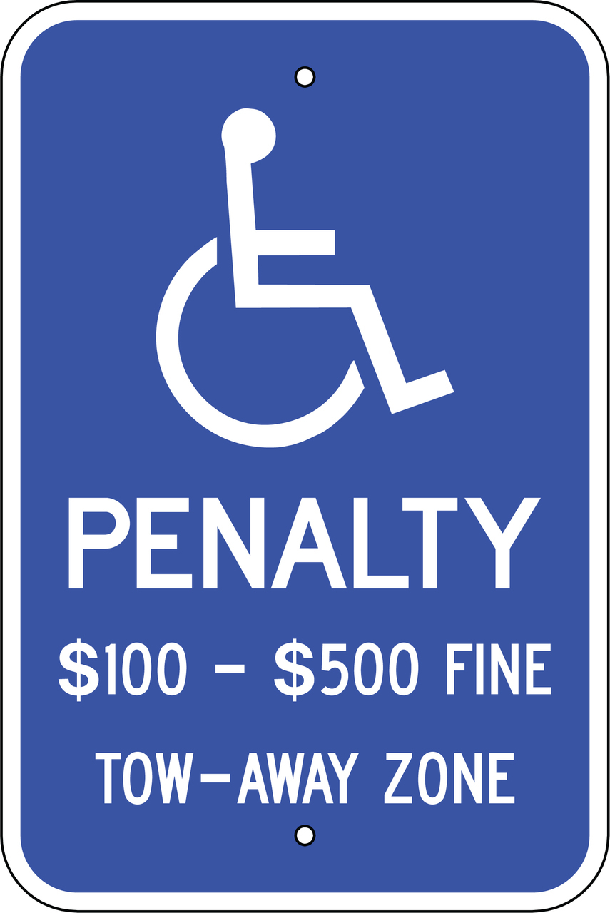 ZING Eco Parking Sign, Handicapped Parking Penalty, Virginia, 18Hx12W, Engineer Grade Prismatic, Recycled Aluminum