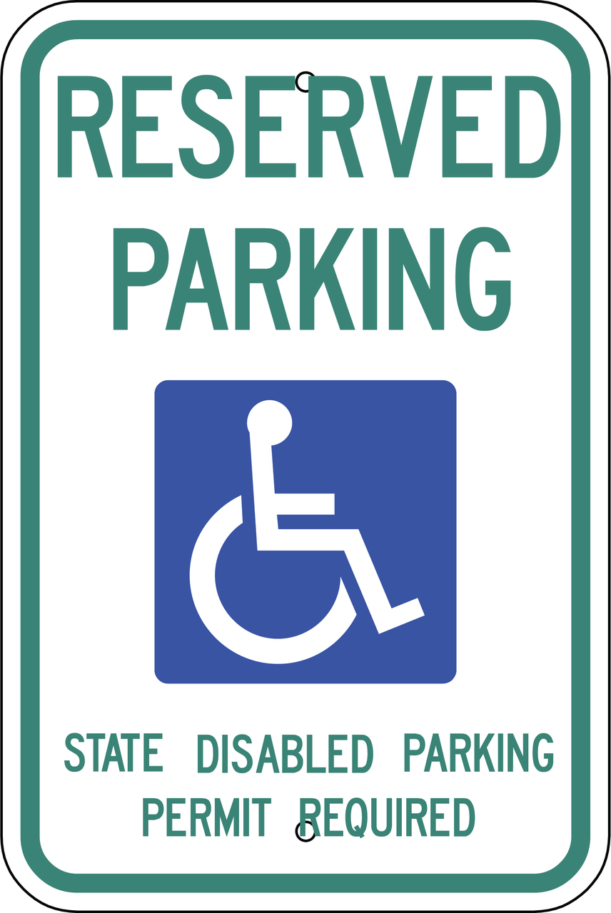 ZING Eco Parking Sign, Handicapped Reserved Parking, Washington, 18Hx12W, Engineer Grade Prismatic, Recycled Aluminum