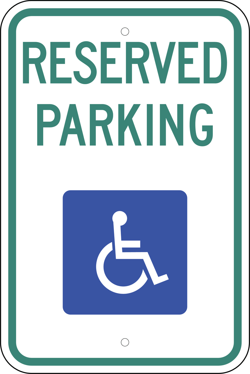 ZING Eco Parking Sign, Handicapped Reserved Parking, Wyoming, 24Hx18W, Engineer Grade Prismatic, Recycled Aluminum