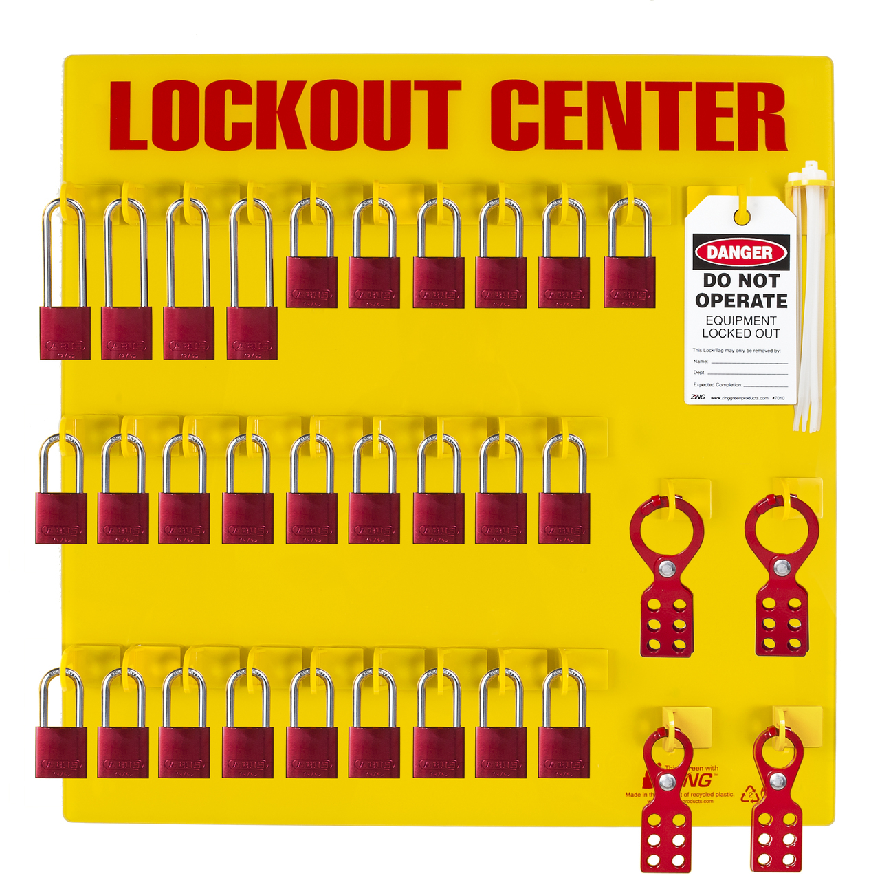 ZING RecycLockout Lockout Tagout Station, 28 Aluminum Padlock