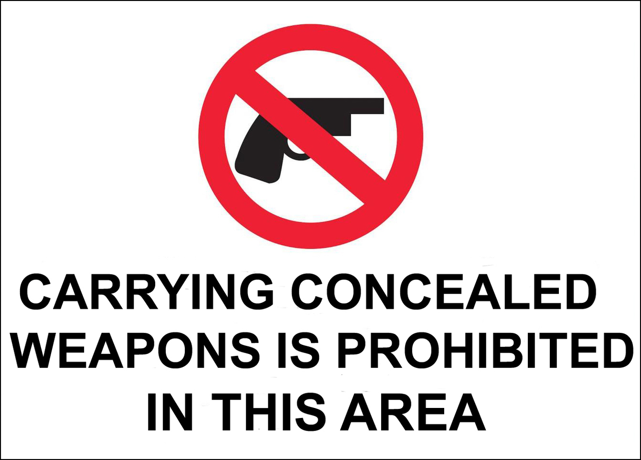ZING Concealed Carry Sign, Concealed Weapons Prohibited, 10Hx14W, Recycled Aluminum
