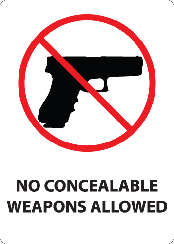 ZING Concealed Carry Sign, S Carolina, 14Hx10W, Recycled Polystyrene Self-Adhesive