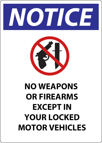 ZING Concealed Carry Sign, Wisconsin, 14Hx10W, Recycled Plastic