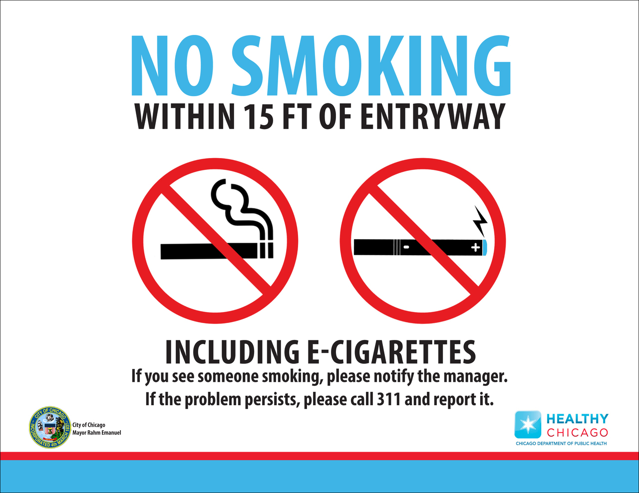 ZING No Smoking E Cigarette Sign, Illinois, 10Hx14W, Recycled Plastic