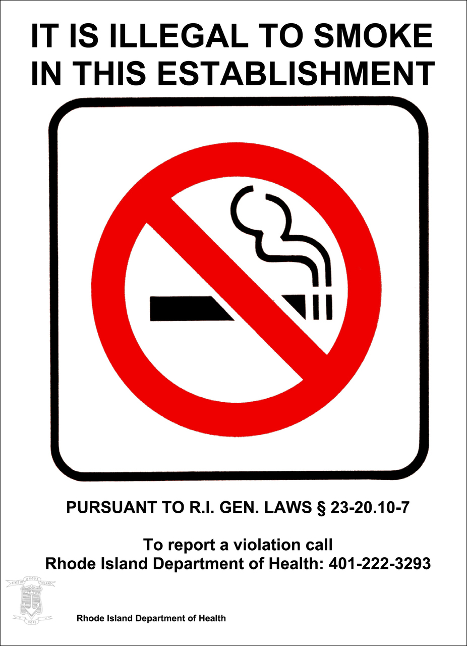 ZING No Smoking Sign, Rhode Island, 14Hx10W, Recycled Plastic