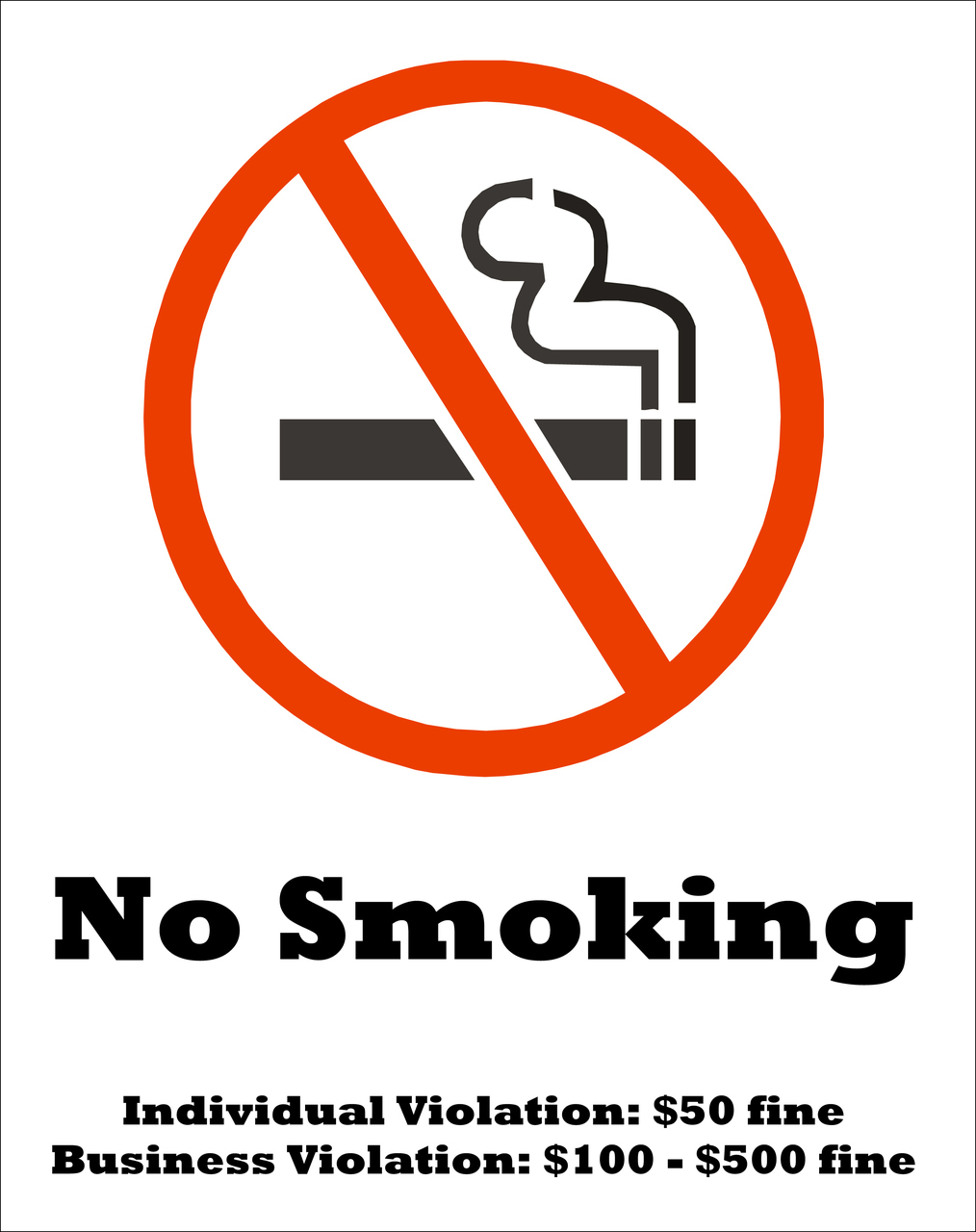 ZING No Smoking Sign, Tennessee, 14Hx10W, Recycled Plastic