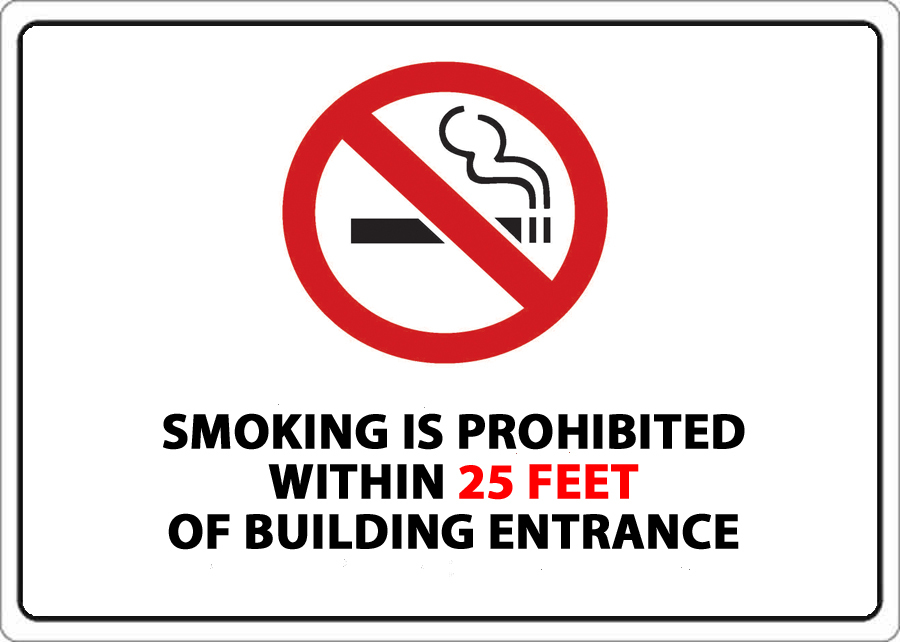 ZING No Smoking Sign, 25 Feet, 10Hx14W, Recycled Aluminum