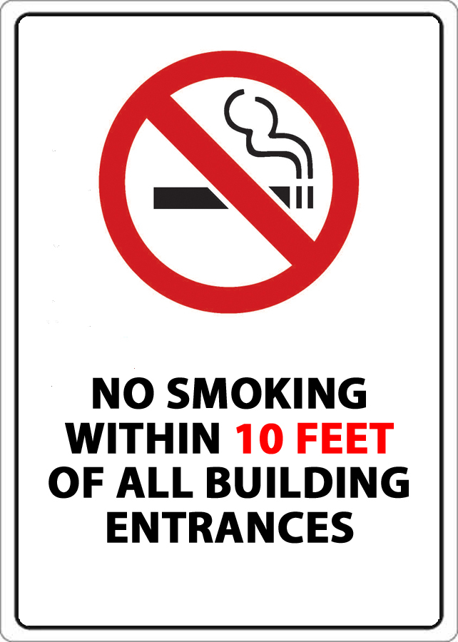 ZING No Smoking Sign, 10 Feet, 14Hx10W, Recycled Plastic