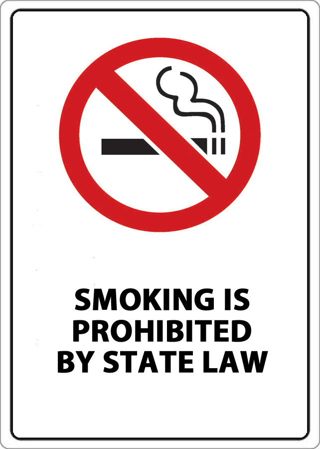 ZING No Smoking Sign, State Law, 14Hx10W, Recycled Aluminum