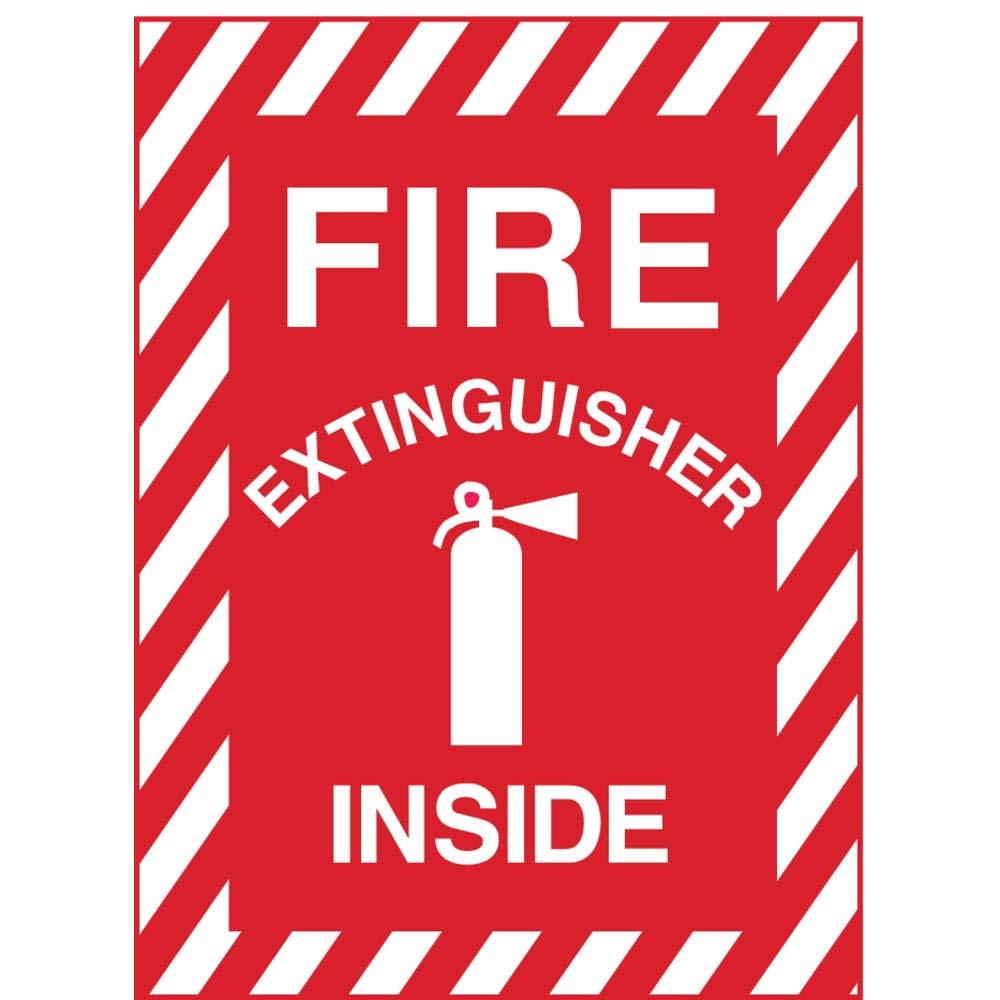 ZING Eco Safety Sign, Fire Extinguisher Inside w/Picto, 14Hx10W, Recycled Polystyrene Self Adhesive