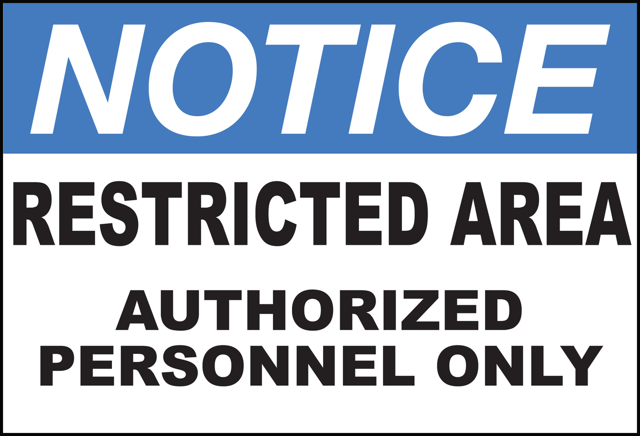 ZING Eco Safety Sign,  NOTICE Restricted Area, 10Hx14W, Recycled Aluminum