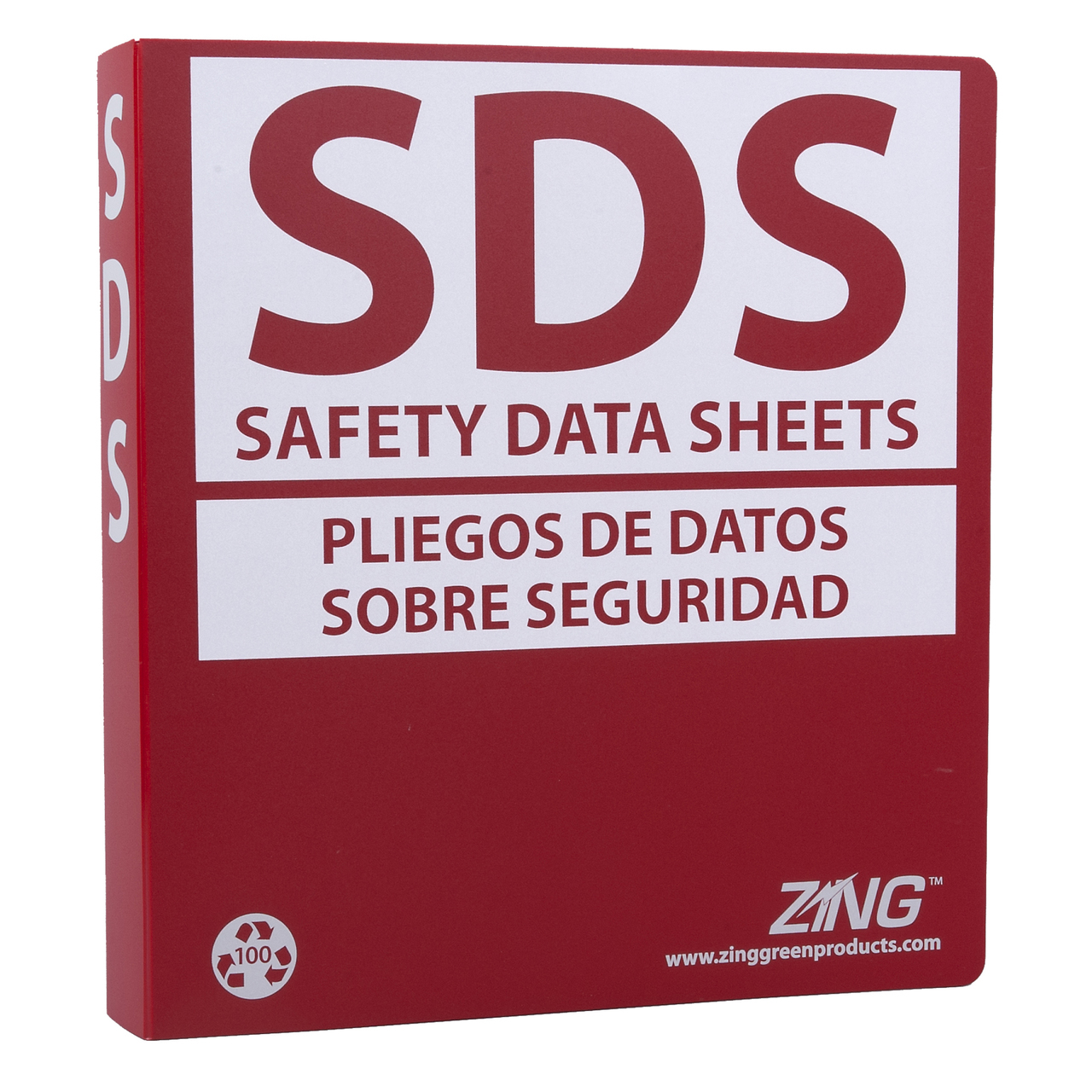 ZING Eco GHS-SDS Binder (English/Spanish), 1.5" Ring, Recycled Poly