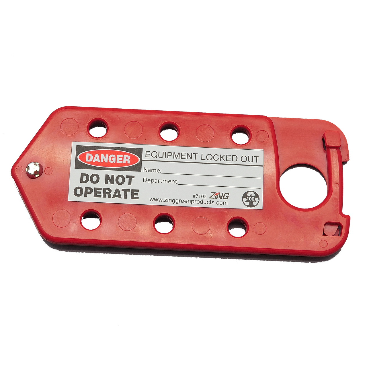 ZING RecycLockout Lockout Tagout Hasp and Tag Combination, Recycled Plastic