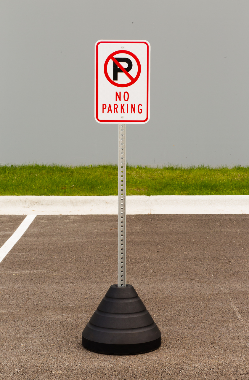 ZING Eco Parking Sign w/Mounting Post and Base, No Parking with Symbol, 18Hx12W, Engineer Grade Prismatic, Recycled Aluminum