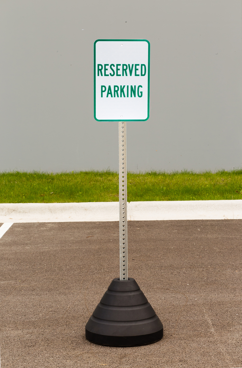 ZING Eco Parking Sign w/Mounting Post and Base, Reserved Parking, 18Hx12W, Engineer Grade Prismatic, Recycled Aluminum