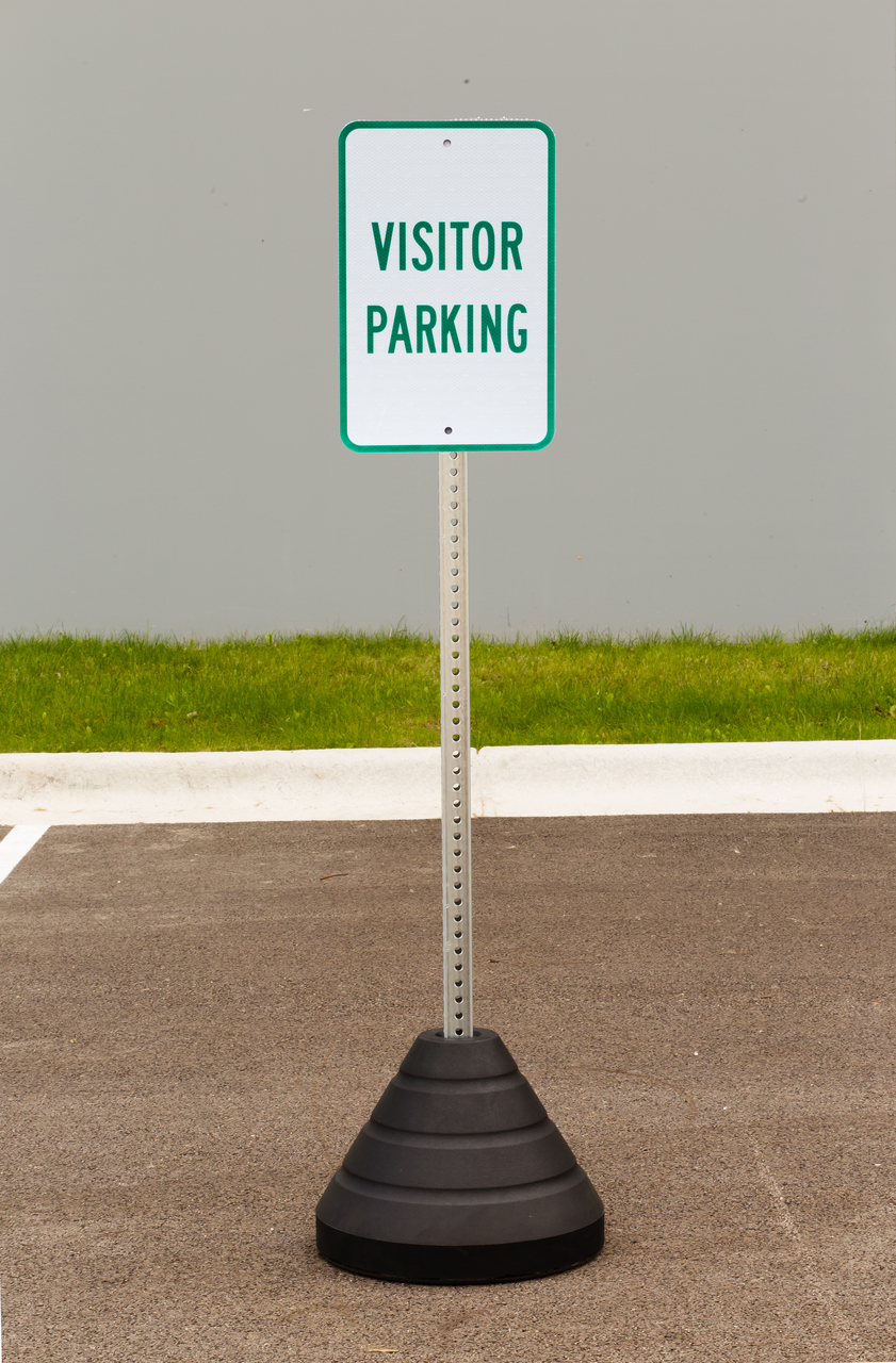 ZING Eco Parking Sign w/Mounting Post and Base, Visitor Parking, 18Hx12W, Engineer Grade Prismatic, Recycled Aluminum