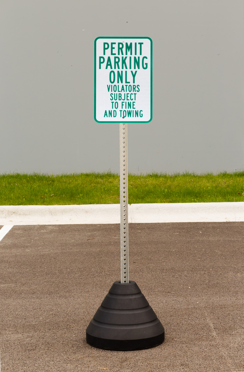 ZING Eco Parking Sign w/Mounting Post and Base, Permit Parking Only, 18Hx12W, Engineer Grade Prismatic, Recycled Aluminum 